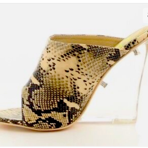 Cape Robbin Shoes - - Multi Snake Slip On 4.5" High Heel Clear Wedge